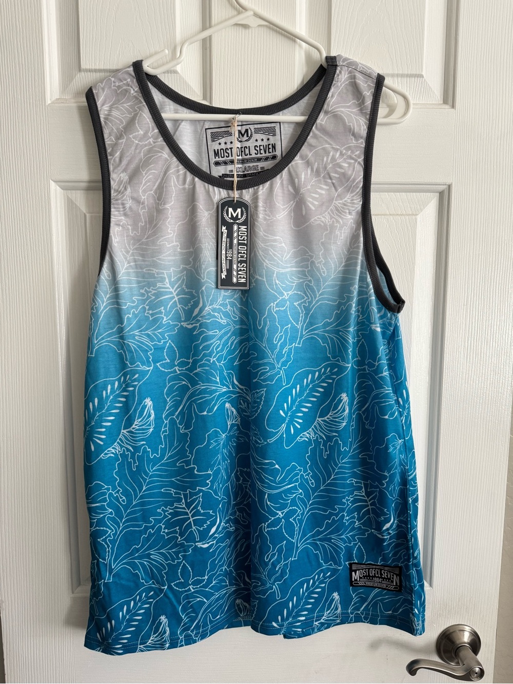 NWT Most Ofcl Seven Blue Ombre Tropical Floral Tank Top 2XL - Picture 3 of 4